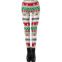 Women's Christmas Leggings Stripe Tights Workout Stretchy Pants#08