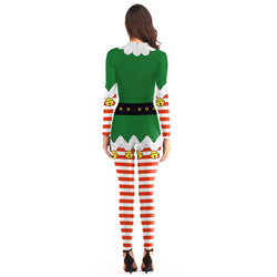 Women's Christmas Leggings Stripe Tights Workout Stretchy Rompers#02