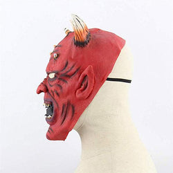 Halloween Mask Red Face Horn Devils Halloween Party Cosplay Latex Mask