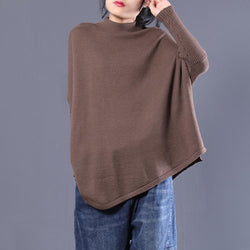 Winter Coffee Cotton Solid Large Size Long Sleeve Sweater