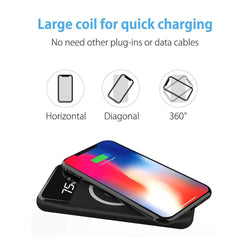 Wireless Power Bank With LED Digital Display External For iPhone X,8,8 Plus，iPad，Samsung Galaxy S9,S9+,S8,S8+,NOTE8,9