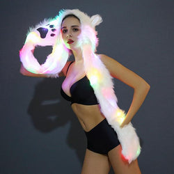 Funny Halloween costumes fur animal hat scarf gloves with paws ears