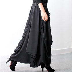 Elastic Waist Black Plus Size Fashion Skirt