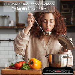 Induction Cooktop, 1800W Portable Induction Burner with Timer, Sensor Touch Countertop Burner, 10 Temperature and 9 Power Setting, Kids Safety Lock for Cast Iron, Stainless Steel Cookware