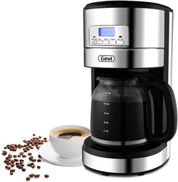 Coffee Maker 12 Cup Coffee Machine Programmable Setting Silent Operation Drip Coffeemaker with Coffee Pot and Filter for Home and Office (Stainless Steel)