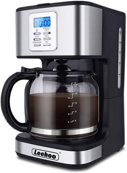 Coffee Maker 2-12 Cup, Programmable Coffee Machine with Glass Carafe&Auto Shut-off&Brew Strength Control for Home and Office,Black and Stainless Steel Finish