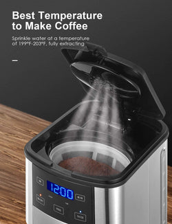 Coffee Maker, Touch Screen Programmable Drip Coffee Machine with Regular and Thick Brews, Stainless Steel Coffee Brewer, Pause & Serve Function, Keep Warm 2 Hours, Anti-Drip System