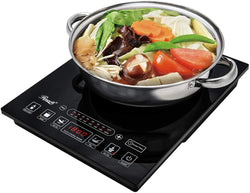 Induction Cooker 1800 Watt, 5 Pre-Programmed Induction Cooktop, Electric Burner with Stainless Steel Pot 10" 3.5 QT 18-8