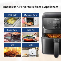 Digital Air Fryer, Toaster Oven & Oilless Cooker, 1700W with 8 Preset Functions, LED Touchscreen, Shake Reminder, Non-stick Detachable Basket, BPA & PFOA Free (110 Recipes)